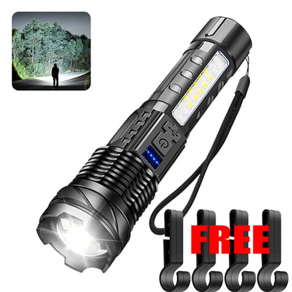 High Power Rechargeable LED Flashlight Tactical Zoom Torch