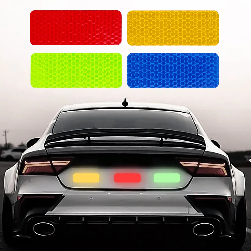 Car Bumper Reflective Safety Strip Stickers – Warning Reflector Tape for Auto Exterior & Interior (10pcs)