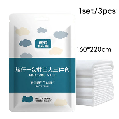 Disposable Non-Woven Bedding Set – Waterproof Travel Duvet Cover, Bed Sheet & Pillowcase Set for Hotel & Portable Travel Use