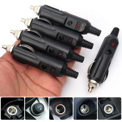 Long Nose Car Cigarette Lighter Plug 12V 24V DC Male Adapter with LED