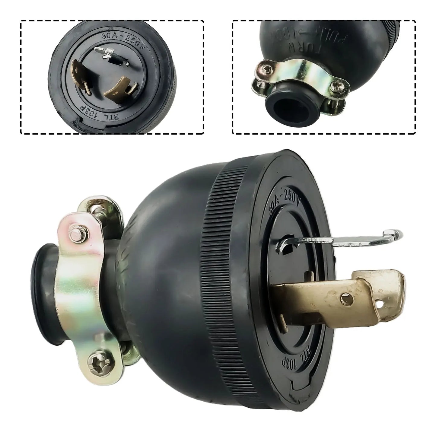 2KW Generator Anti-Loose Plug, 168F/170F GX160 Three-Pole America Plug, AC 250V 30A Generator Parts