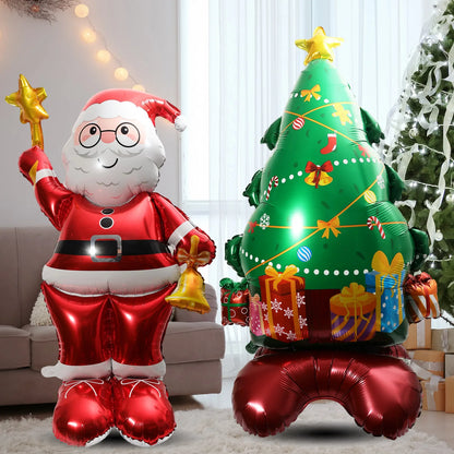 Christmas Foil Balloon, Giant Santa Claus and Gingerbread Man Decor, Aluminum Foil Balloon for Xmas Party, Air Globos Supplies