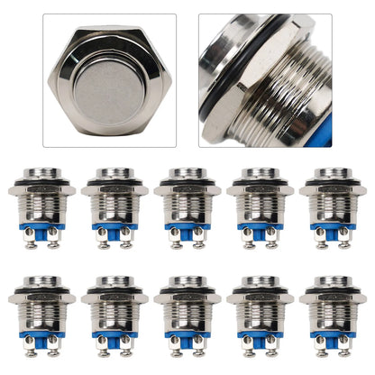 Button Switches 10pcs High Quality Waterproof 16mm Push Button Switches for Relays and Electromagnetic Starters