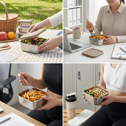 Stainless Steel Food Container with Cover Small Thicken Fresh-keep Food Fruit Lid Sealed Storage Box Kitchen Fridge Organizer