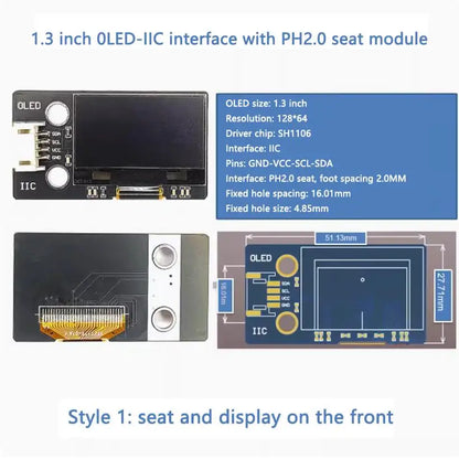0.96" / 1.3" OLED IIC LCD Display Module SSD1306 SH1106 12864