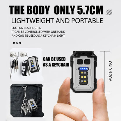 Mini Multifunctional EDC Keychain Flashlight USB Rechargeable LED Work Light With Pen Clip Tail Magnet Outdoor Emergency Torch