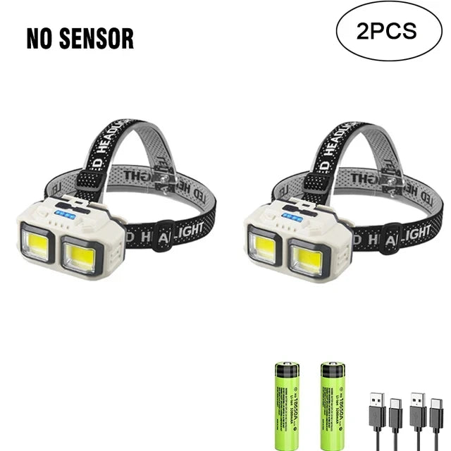 Powerful LED HeadlampTorch USB Rechargeable Flashlight Headlight Waterproof Head Light Camping Fishing Mining Light Lamp Torch