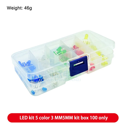 Electronic Component Kit Box with LEDs, Transistors, IC Sockets, Switches, and Jumper Wires