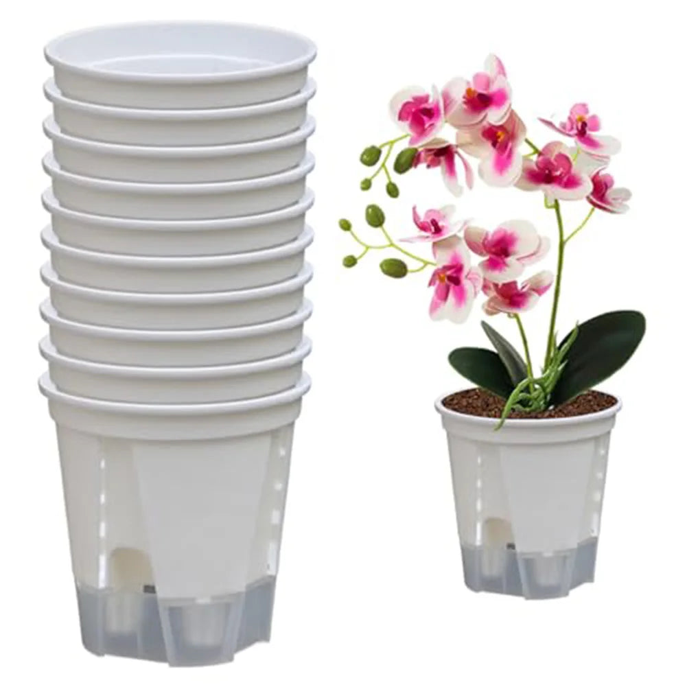 10pcs Self-watering Flower Pots Transparent Self Absorbing Water Storage Planters Flower Pots Breathable Orchid Tools