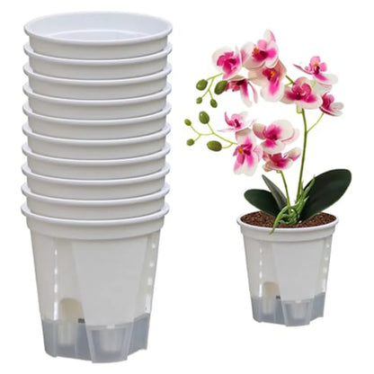 10pcs Self-watering Flower Pots Transparent Self Absorbing Water Storage Planters Flower Pots Breathable Orchid Tools