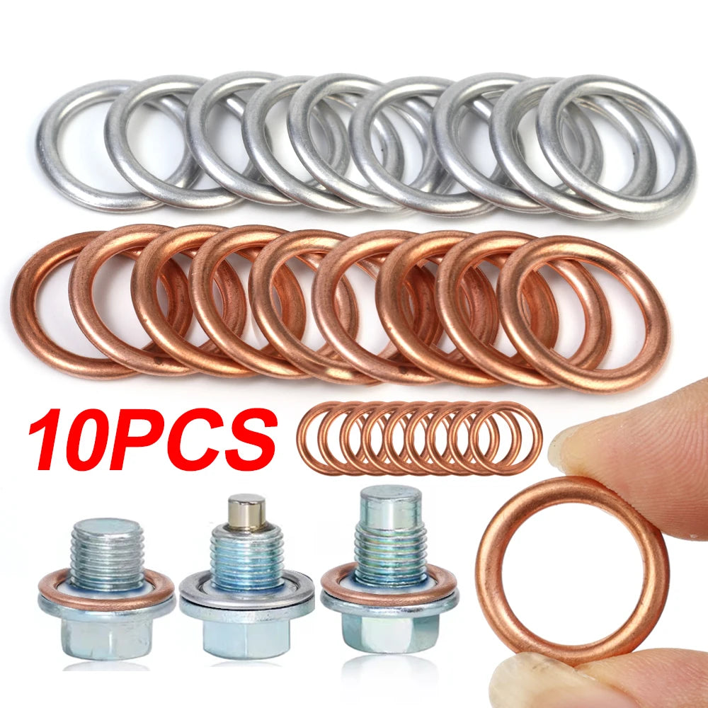 Car Engine Oil Pan Drain Screw Gasket 14mm I.D. Aluminium Sealing Circle Transmission Oil Drain Plug Gasket for Volkswagen Audi