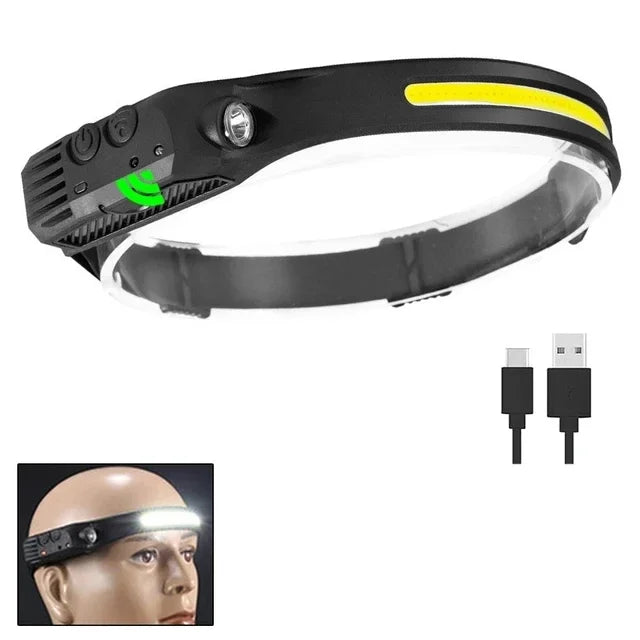 Portable COB LED Headlamp 4 Modes USB Rechargeable with Red Light