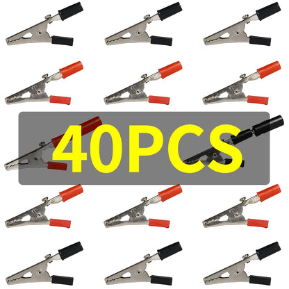 Large 55mm Solderless Alligator Clips with Screw Terminals Binding Posts Red Black Test Clips for Power Electronics