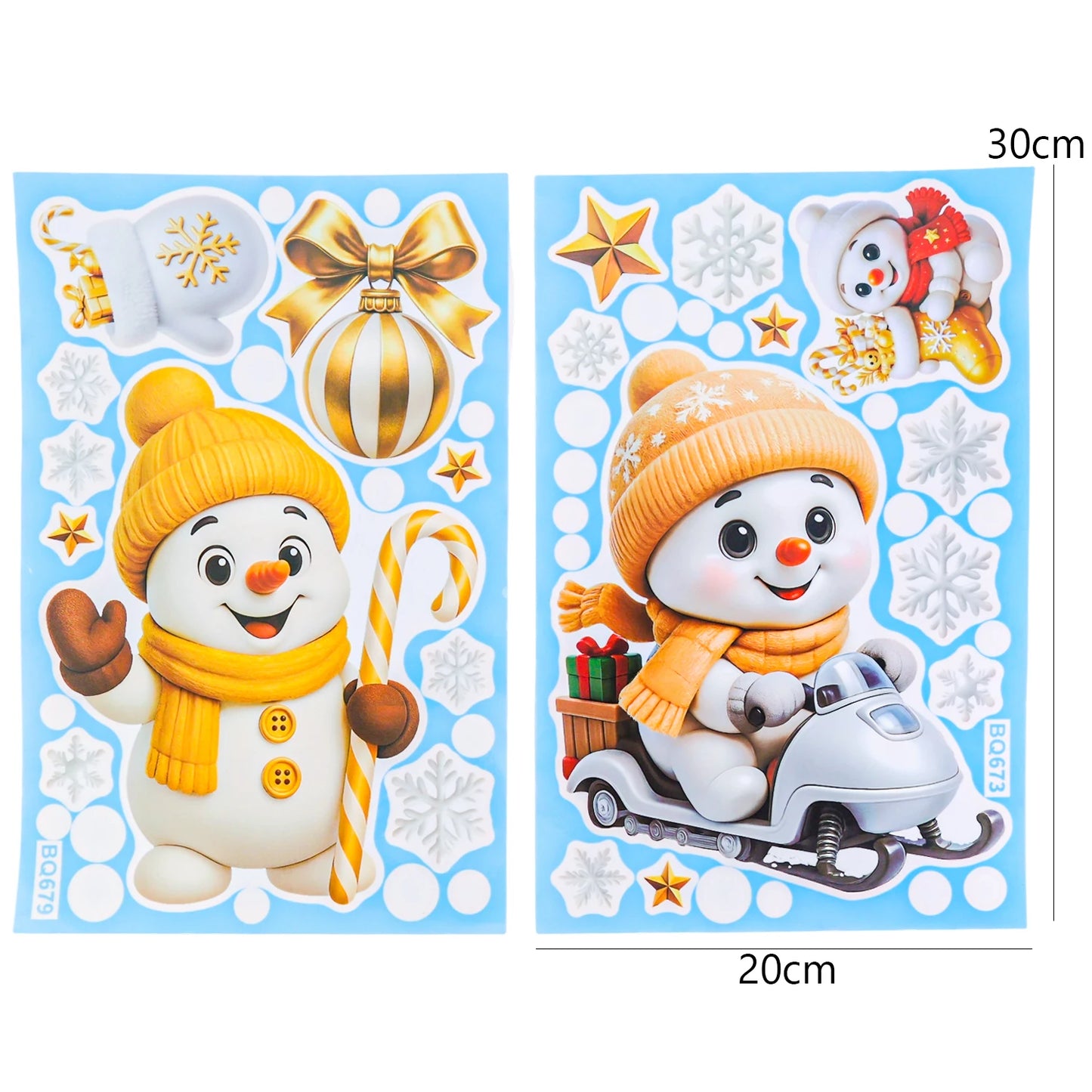 Christmas Window Stickers Winter Snowman Santa Claus Snowflake Reindeer Static Electricity Stickers Ornaments Xmas Home Decor