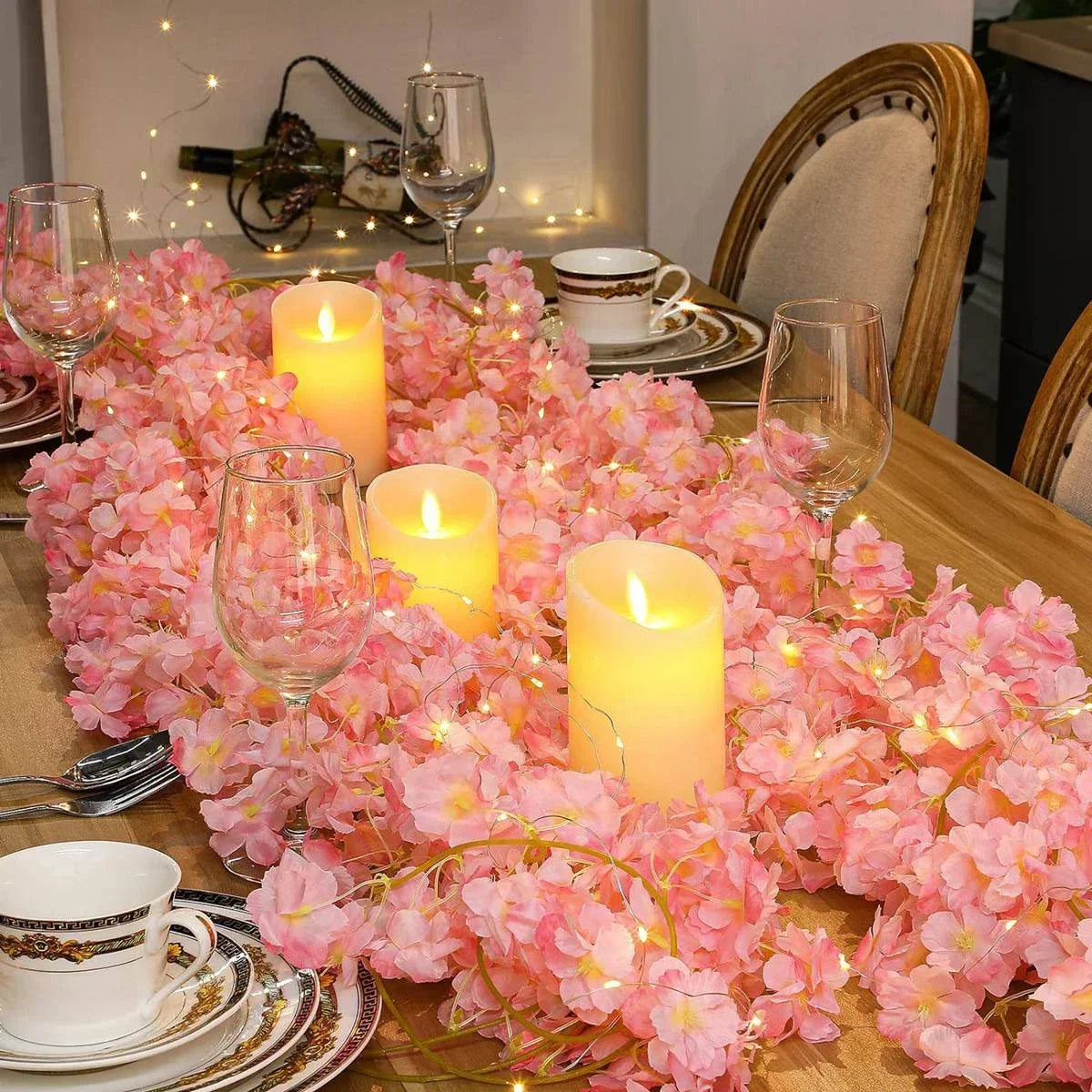 Cherry Blossom String Light 2M 20LED Garland Artificial Flower Vines Fairy Lights for Bedroom Wedding Party Decoration