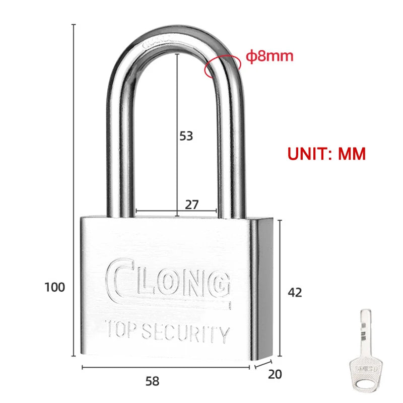 Stainless Steel Waterproof Padlock Same Key Open All Locks