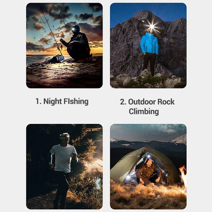 Portable Sensor HeadLamp USB Rechargeable Induction Headlight Front Light Torch for Camping Fishing Hiking Emergency Lantern