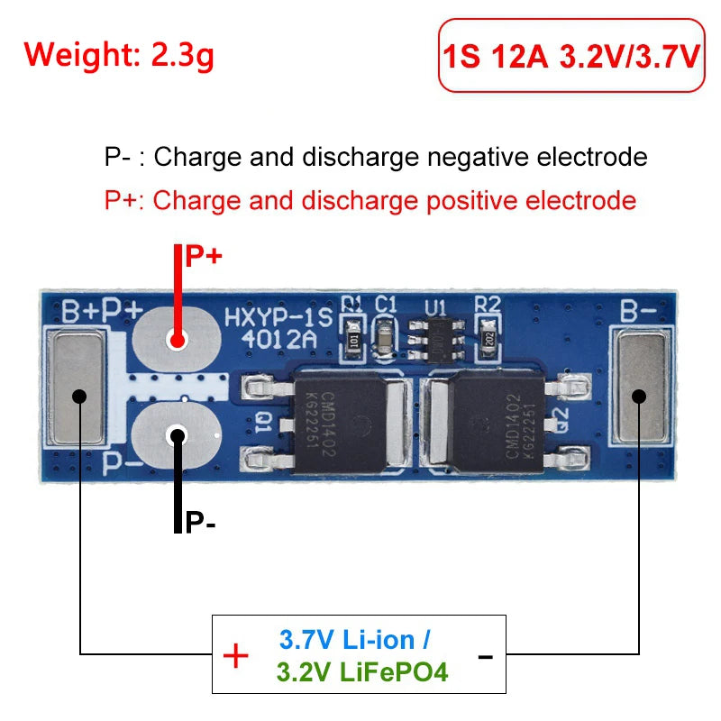 3PCS 1S LiFePO4 / Lithium Battery Protection Board BMS 12A–24A with Short Circuit and Overcharge Protection