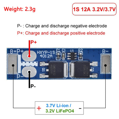 3PCS 1S LiFePO4 / Lithium Battery Protection Board BMS 12A–24A with Short Circuit and Overcharge Protection