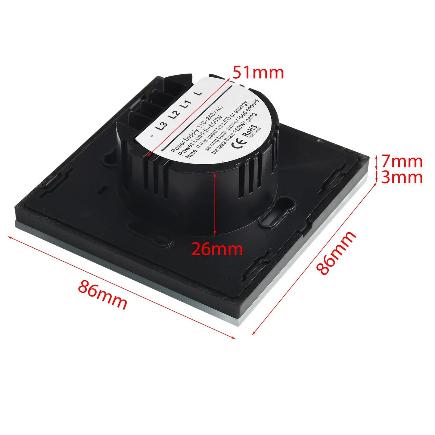 2-Gang Touch Switch Touch Dimmer Switch Office Lighting Home Decor 30 -90 Brightness Dimming No Neutral Wire Required