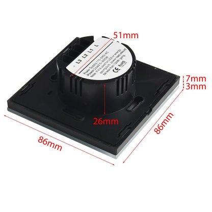 2-Gang Touch Switch Touch Dimmer Switch Office Lighting Home Decor 30 -90 Brightness Dimming No Neutral Wire Required