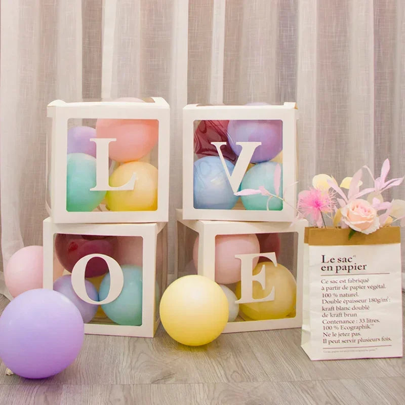 27/25cm Custom Transparent Letter Box A-Z Baby Shower Girl 1st Birthday Party Decoration Kids Wedding Birthday Balloon DIY Box
