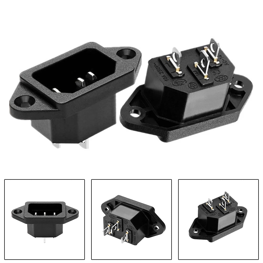 Power Connector 3 Pin Charging Socket AC-04 Built-in Male Female Rated 250V 10A for Battery and Electrical Use