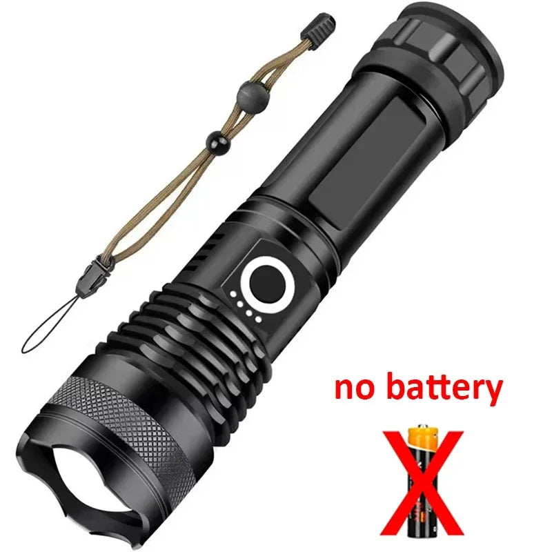 XHP100 LED Flashlight Rechargeable Zoom Super Bright Torch