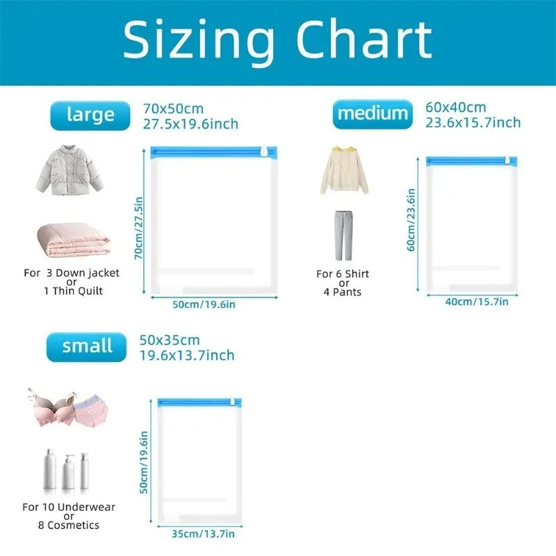 Reusable Travel Clothes Air Vacuum Bags Roll Up Compression Storage Bags For Suitcases Tops Pants Portable Foldable Storage Bags