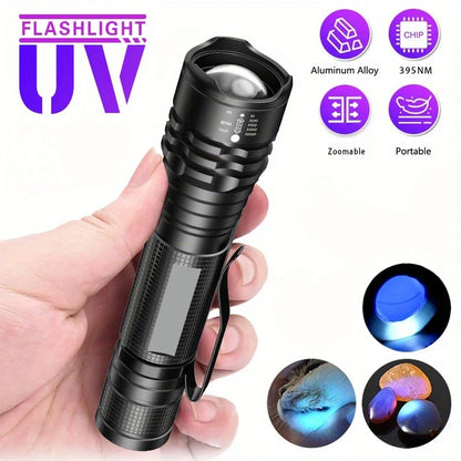 395NM Mini UV LED Flashlight Rechargeable Blacklight Lamp