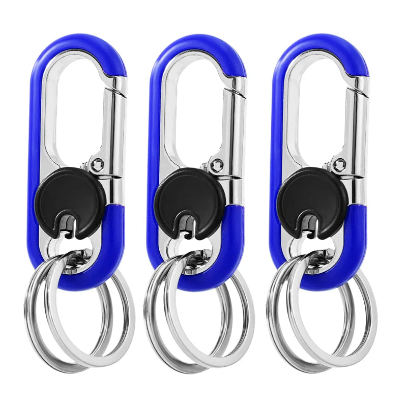 Men Stainless Steel Keychain Hook Carabiner Bottle Opener Double Ring