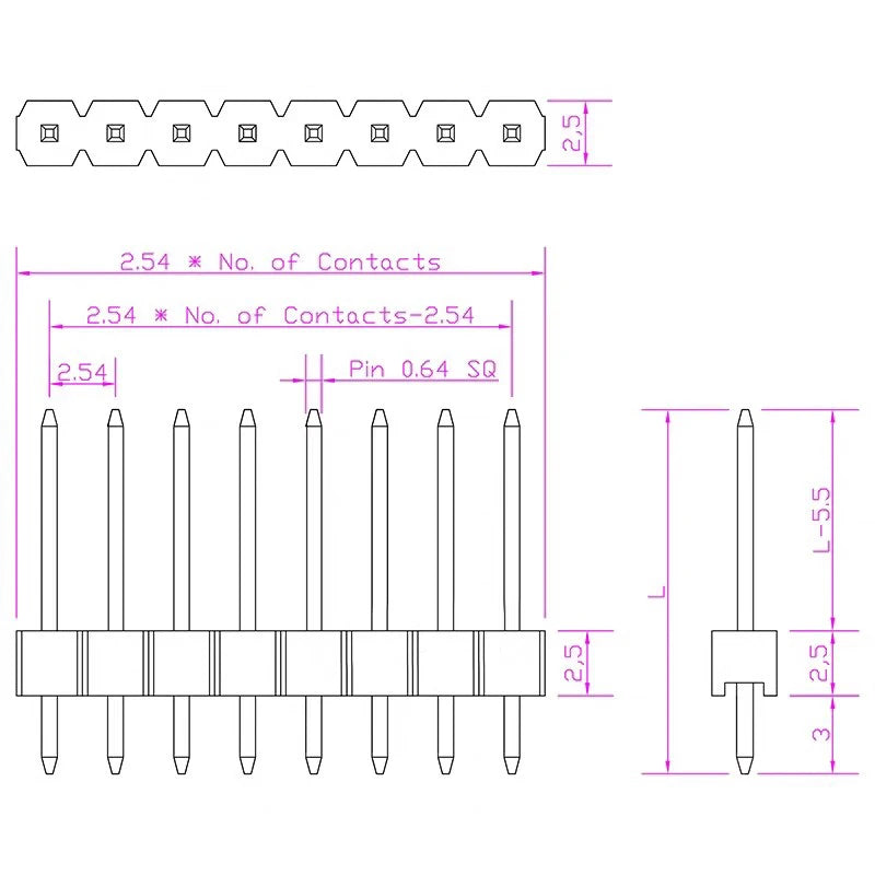 5pcs/lot 40 Pin 1x40 Single Row Male 2.54mm Breakable Pin Header Connector Strip