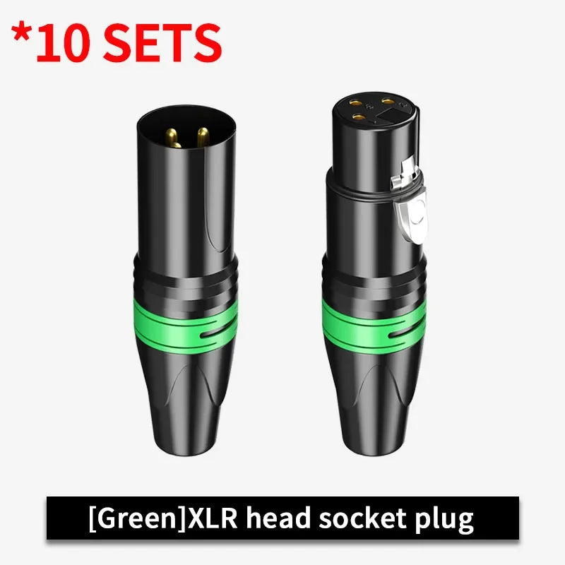 3Pin XLR Color Head Pure Copper Pin Male and Female Audio Microphone Connector Canon Welding Plug Socket