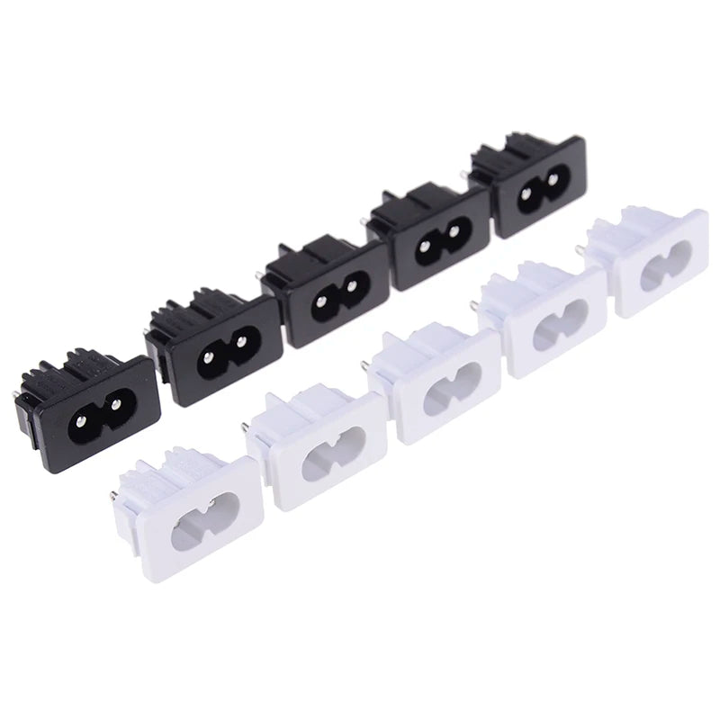 New 5Pcs IE320 C8 Power Plug AC250v 2.5a Iec320 C8 Male 2 Pins Power Inlet Socket Contor