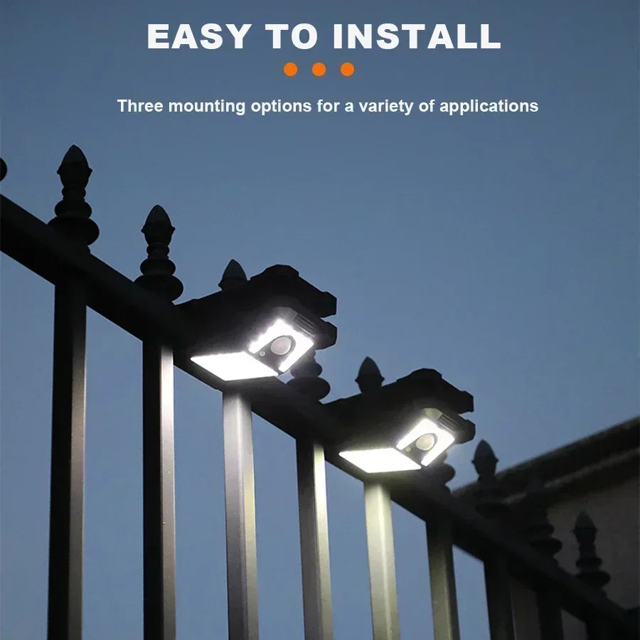 2PCS LED Solar Motion Sensor Lights IP65 Waterproof Security Lamp