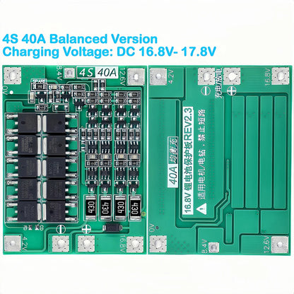 3S 4S Lithium Battery BMS Protection Board 40A 60A with Balance and Enhance Functions for Drill Motor 11.1V-16.8V Li-ion Cells