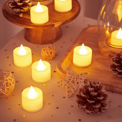 24Pcs/Set Flameless LED Candle Creative wishing Led Tea Light Warm White Flameless Candle Halloween Christmas Decor Candle Light