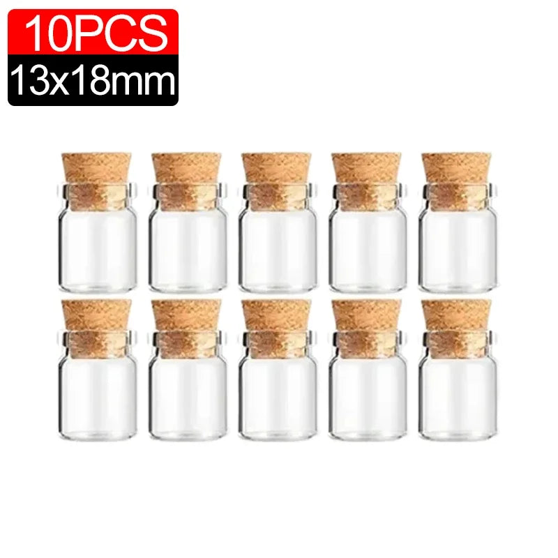 10/100Pcs Mini Clear Glass Bottles with Cork Stopper, Message Bottles for Wedding, Birthday, Party Decoration, DIY Jars, Vials, Gifts