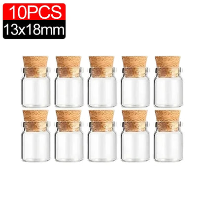 10/100Pcs Mini Clear Glass Bottles with Cork Stopper, Message Bottles for Wedding, Birthday, Party Decoration, DIY Jars, Vials, Gifts