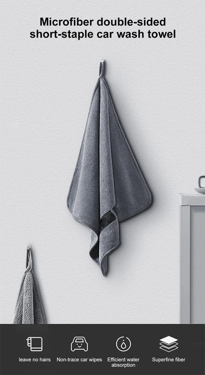 1/2PCS High-end Microfiber Car Wash Towel Soft Drying Cloth Car Body Towels Double Layer Plush Thicken Water Absorption Car Rag