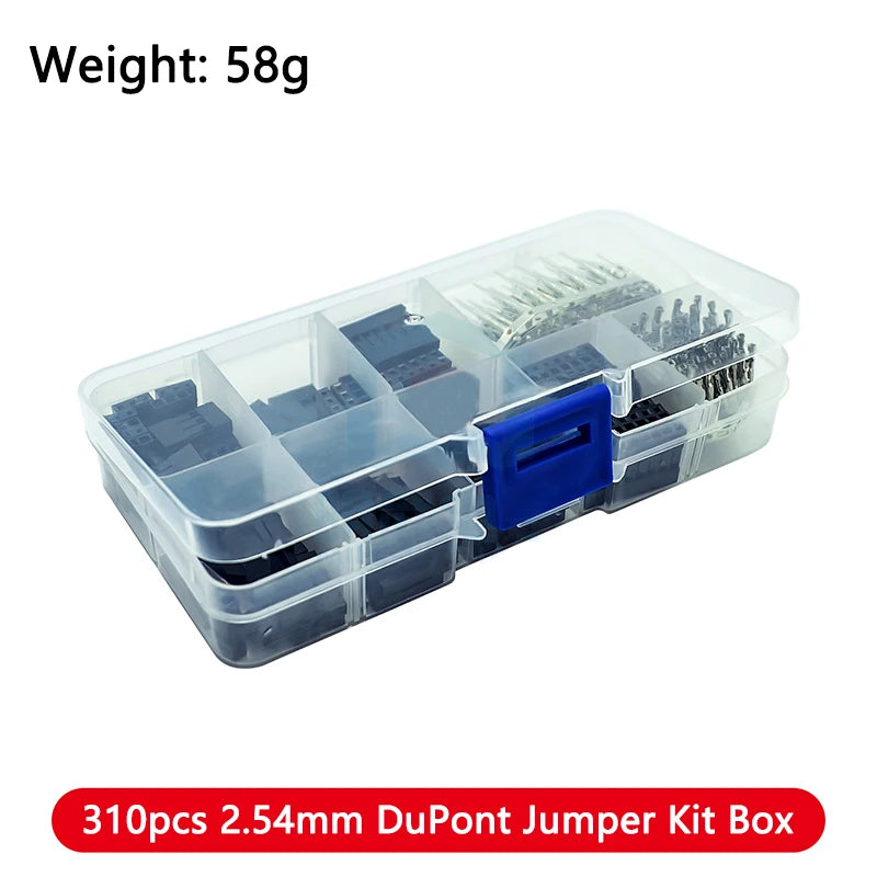 Electronic Component Kit Box with LEDs, Transistors, IC Sockets, Switches, and Jumper Wires