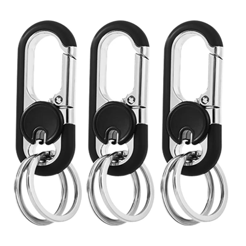Men Stainless Steel Keychain Hook Carabiner Bottle Opener Double Ring