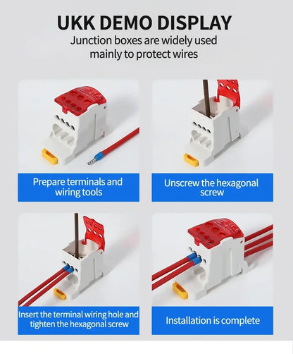 Din Rail Distribution Junction Box One in Seven Out Power Wire Electric Connector Terminal Block UKK 80A 125A 160A 250A 400A
