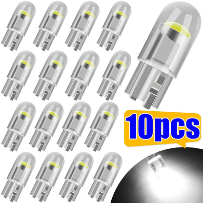 10/5pcs W5W Led T10 Car Light COB Glass 6000K White Auto Automobiles License Plate Lamp Dome Read DRL Bulb Style 12V Universal