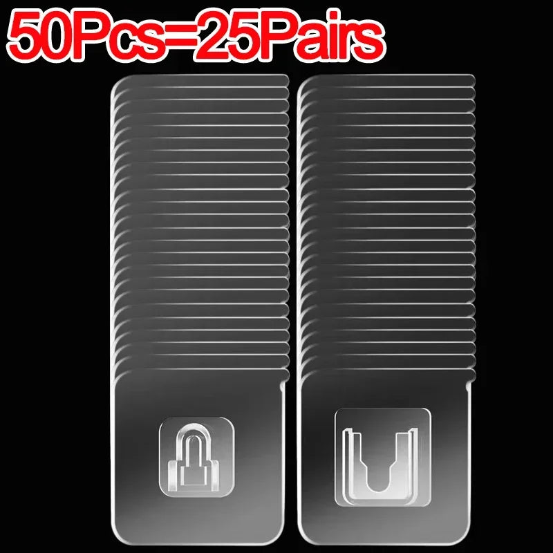 Double-Sided Hook Strong Adhesive Transparent Traceless Wall Hook for Kitchen Bedroom Storage Holder 100/2pcs