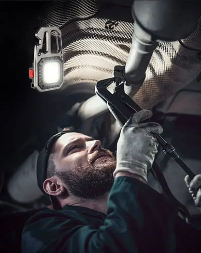 Mini Multifunctional Keychain LED Flashlight USB Rechargeable Portable Flashlight Outdoor Camping Torch Emergency Lantern 500Mah