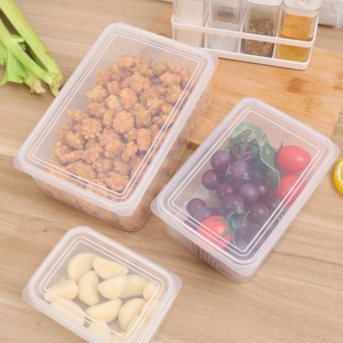 Refrigerator Storage Box Fridge Organizer Vegetable Fruit Fresh Food Crisper Box Freeze Meat Storage Container Kitchen Organizer