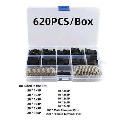 2.54mm Dupont Connector Jumper Wire Kit with Male/Female Crimp Pins and Header Terminal Connectors