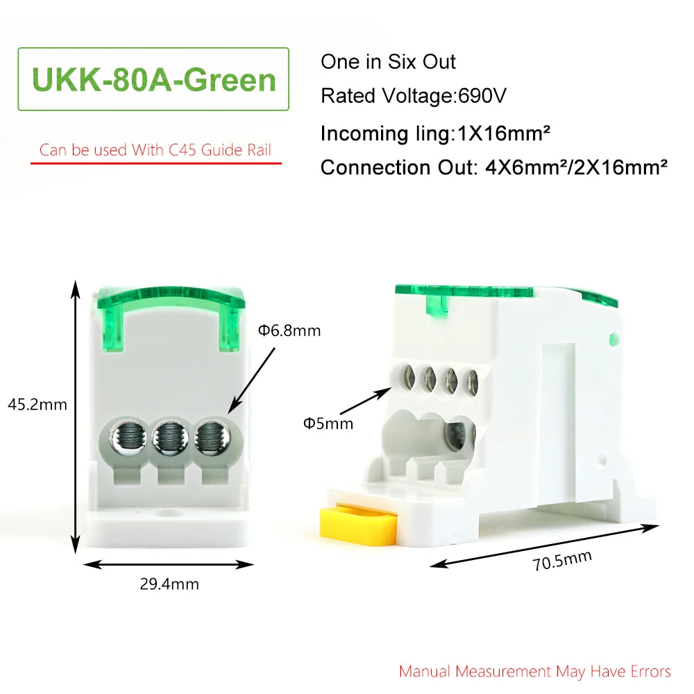 UKK80A Single-Pole Splitter Box Large Current One Into Multiple Branch Line Terminal Rail Splitter 125A 160A 250A