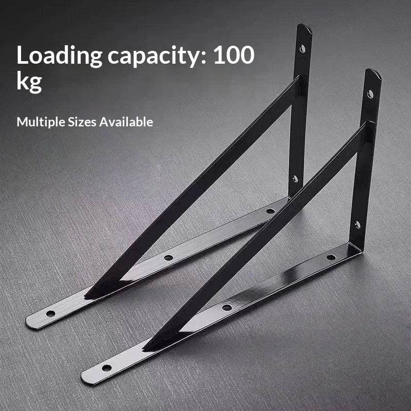 2Pcs Wall Mount Joint Angle Without Screws Tripod Brack Shelf Floating Shelf Heavy Duty Black/White Steel For Decorative